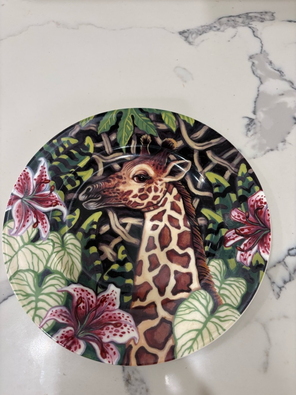 Fitz and Floyd White Plate with Pink Floral Backstamp